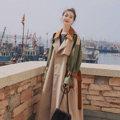 Color Blocking Trench Coat - IntimaChic