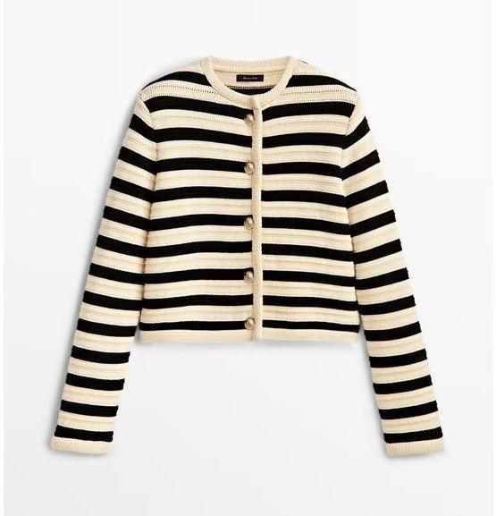 Striped New Women's Knitted Cardigan - IntimaChic