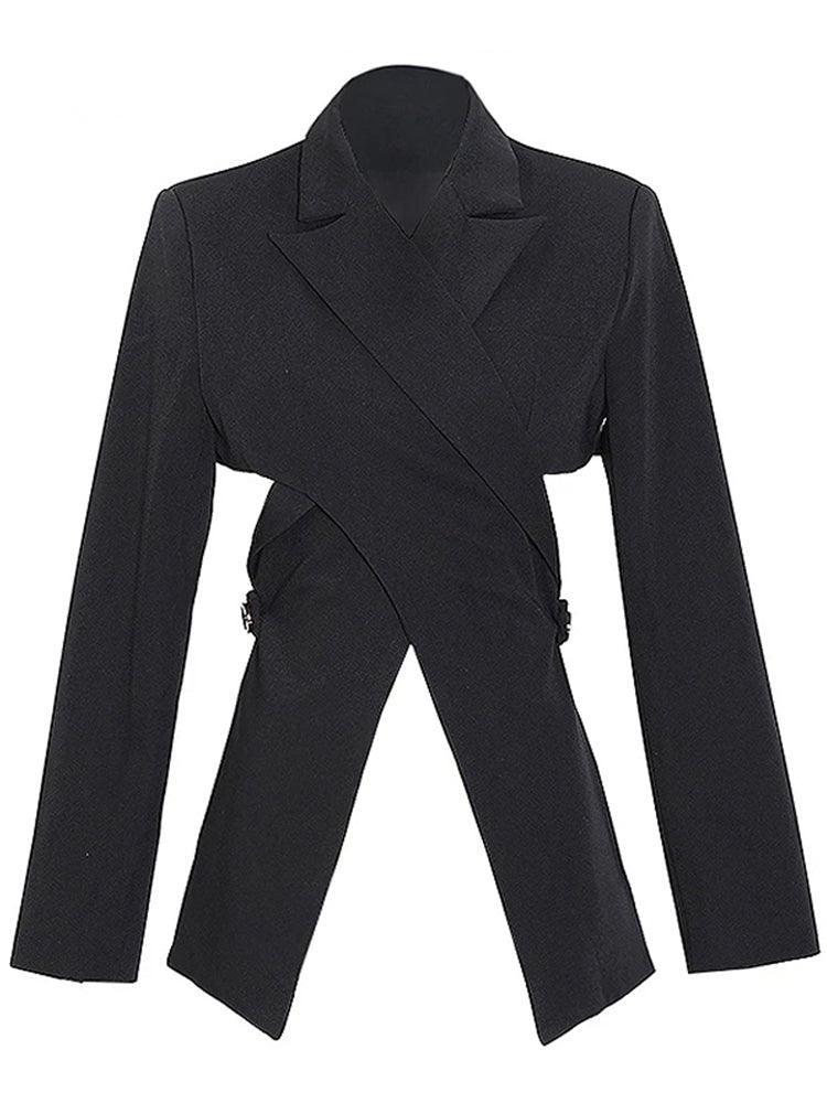 Cross Strap Black Suit - IntimaChic