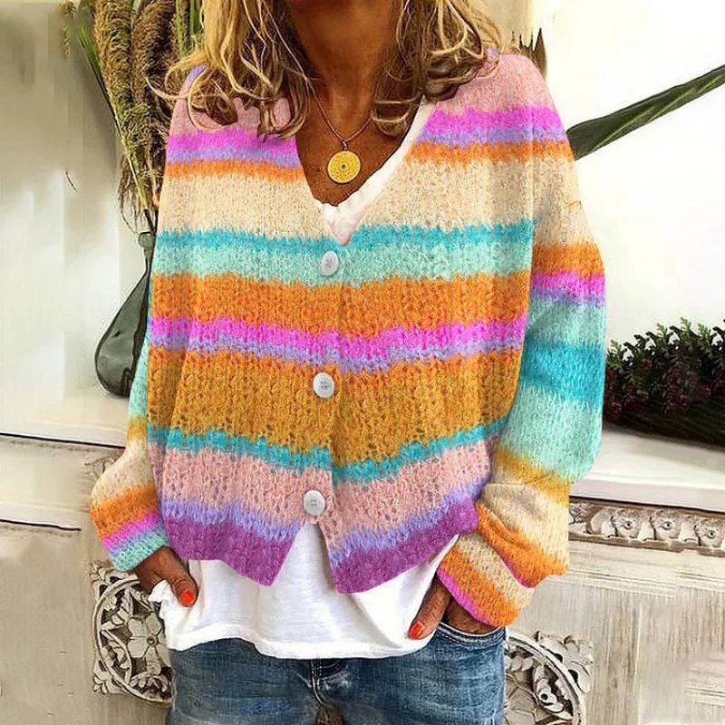 Sweater Fashion Rainbow Series Coat - IntimaChic