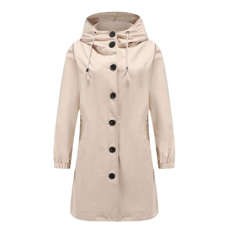 Women's Splash-resistant Hooded Trench Coat - IntimaChic