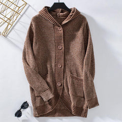 Hooded Long Knitted Cardigan - IntimaChic