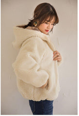 Women's Lambswool Hooded Coat - IntimaChic