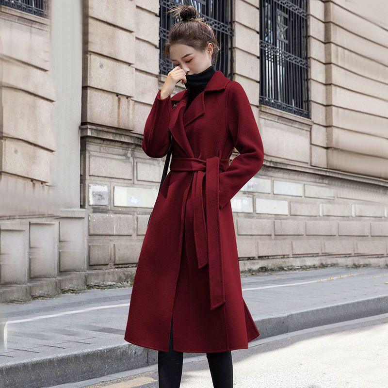 Women's Mid-length Woolen Coat - IntimaChic