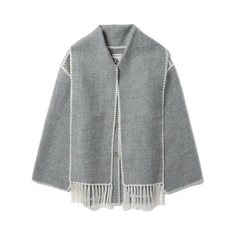 Loose Scarf Tassel Coat - IntimaChic