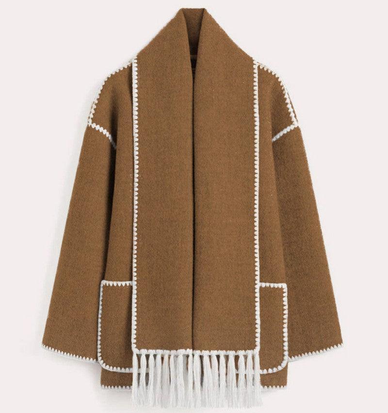 Loose Scarf Tassel Coat - IntimaChic