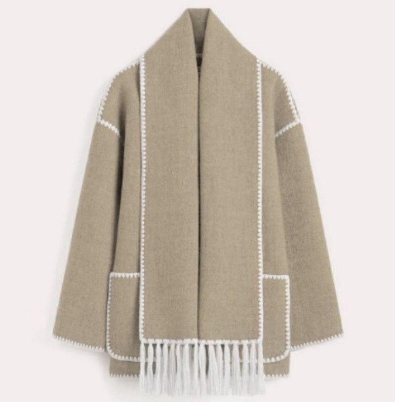 Loose Scarf Tassel Coat - IntimaChic