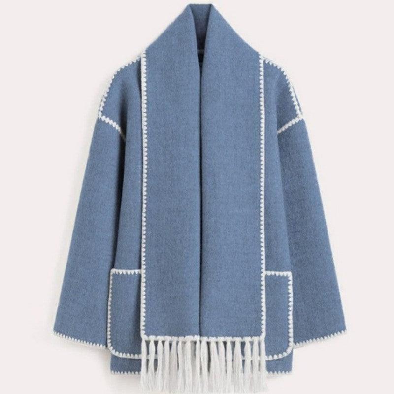 Loose Scarf Tassel Coat - IntimaChic