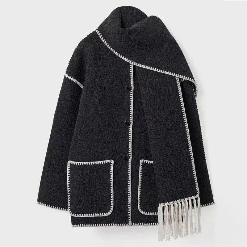 Loose Scarf Tassel Coat - IntimaChic