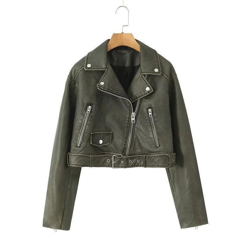 Zip Leather Coat - IntimaChic