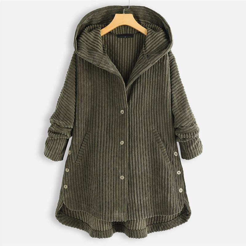 Corduroy Hooded Cotton Coat - IntimaChic