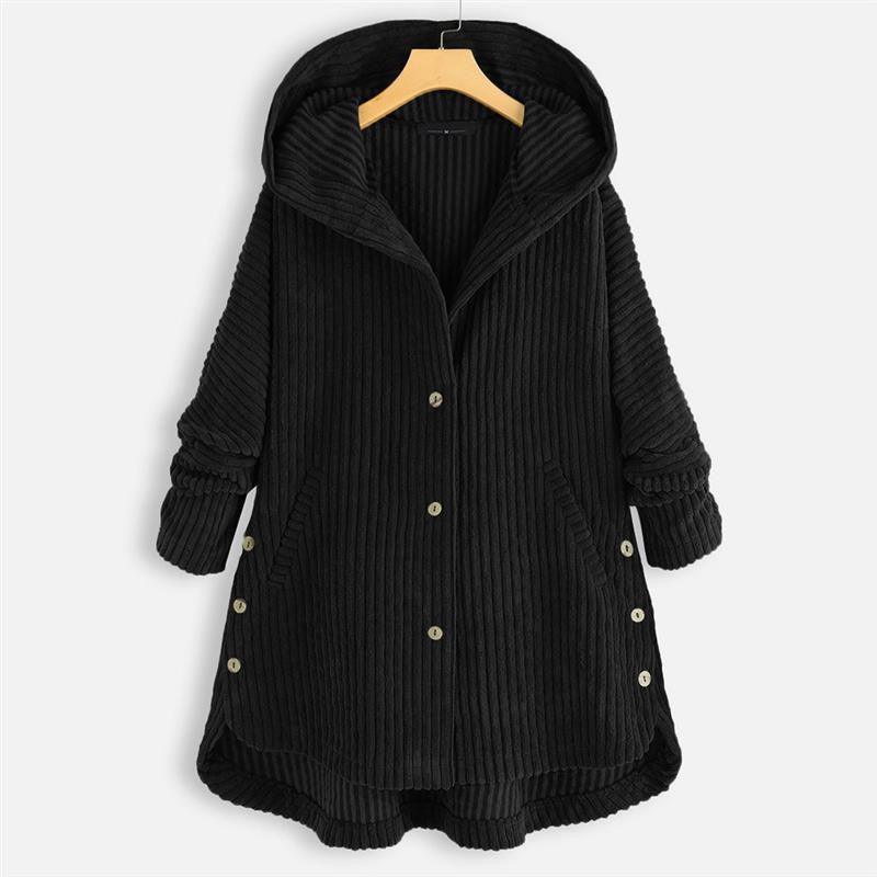 Corduroy Hooded Cotton Coat - IntimaChic