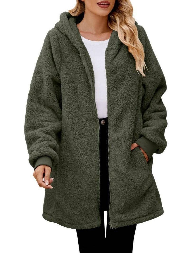 Hooded Zip Cardigan Coat - IntimaChic