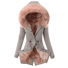 Wool Collar Hooded Cotton-Padded Jacket - IntimaChic