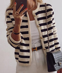 IntimaChic™ | Comfy Striped cardigan with long sleeves - IntimaChic