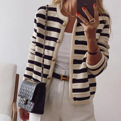 IntimaChic™ | Comfy Striped cardigan with long sleeves - IntimaChic