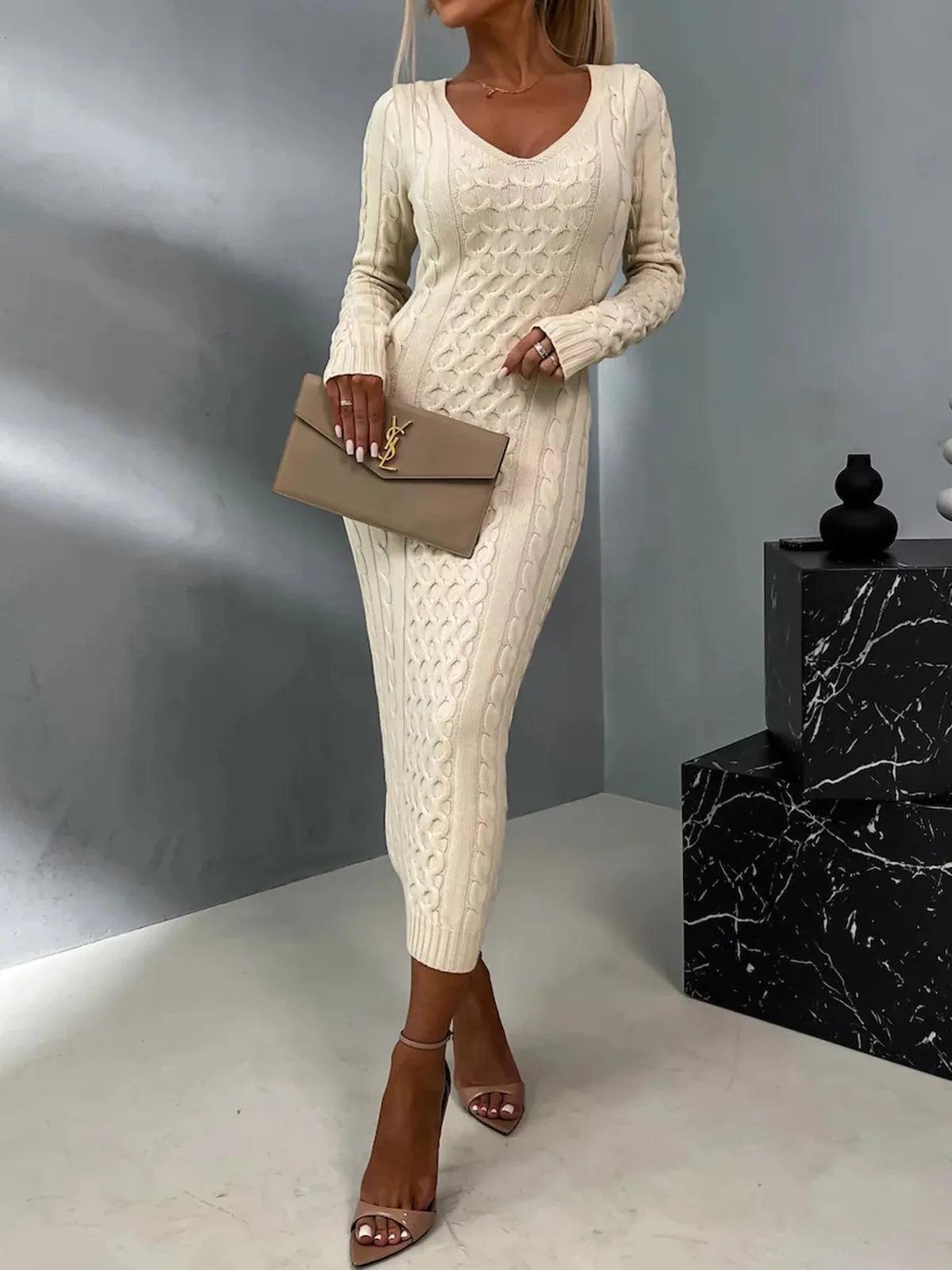 Janaa | Elegant Lace Back Sweater Dress - IntimaChic