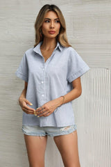 Lotte - Striped Short Sleeve Shirt - IntimaChic