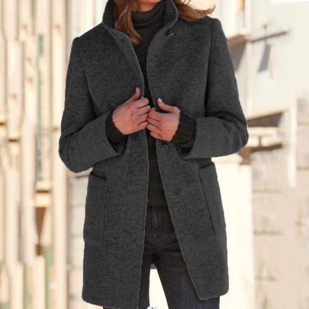 Trench | Elegant stand-up collar Long Coat - IntimaChic