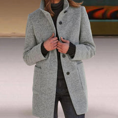 Trench | Elegant stand-up collar Long Coat - IntimaChic