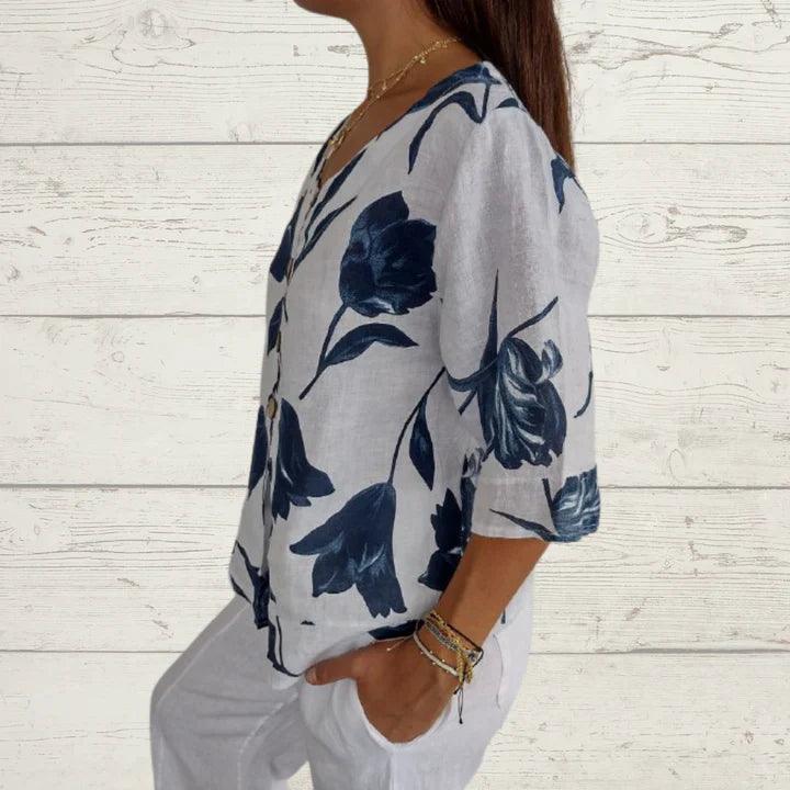 Janneke | Elegant Blouse with V-neck - IntimaChic